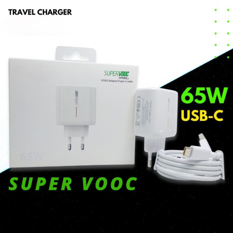 หัวชาร์จ Oppo 65 วัตต์ 80 วัตต์พร้อมสายชาร์จเร็ว Super Vooc USB Type C OEM 65W - 80W