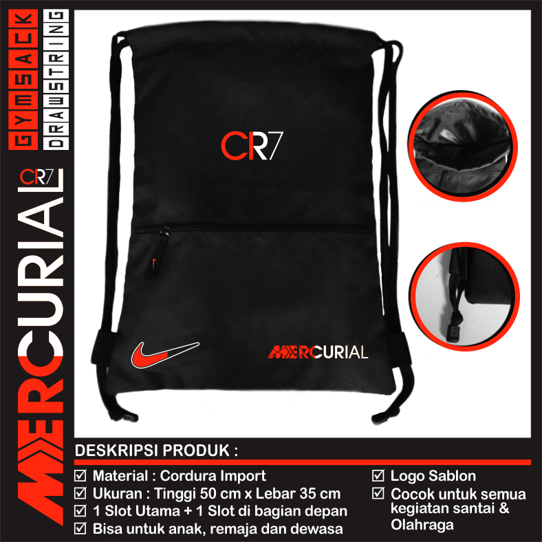 [ใหม่] Nike MERCURIAL CR7 DRAWSTRING DRAWSTRING GYMSACK BACKPACK