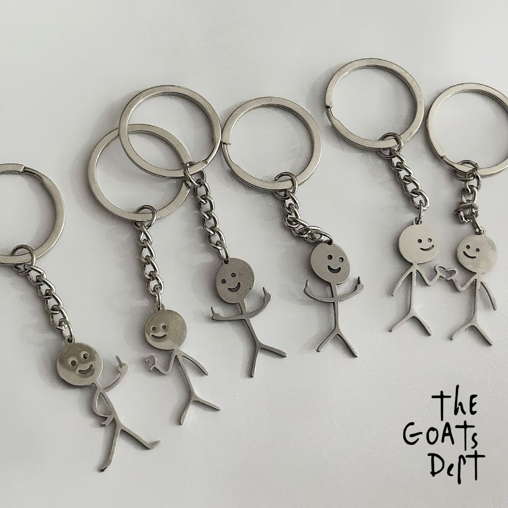 The Goats Dept - IDGAF Middle Finger Love คู่ HangMan KeyChain Original / tg1005 แขวนพวงกุญแจ charm 