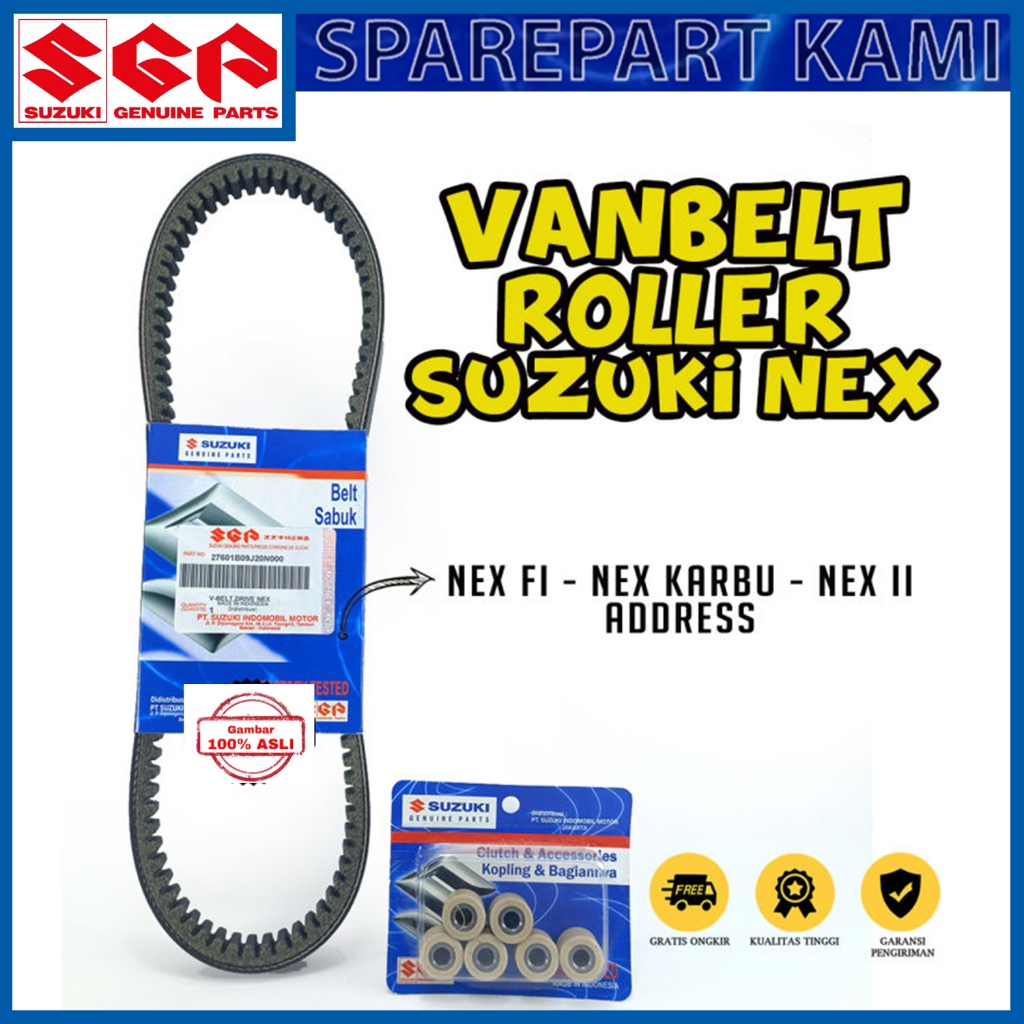VANBELT PACKAGE + PLUS ROLLER SUZUKI NEX 1 2 Fi CARBON OLD LETS ADDRESS 11 GRAM / V BELT VBELT PANBEL - รูปที่ 4