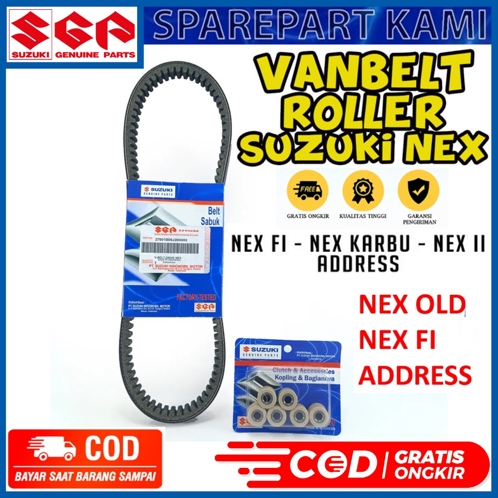 VANBELT PACKAGE + PLUS ROLLER SUZUKI NEX 1 2 Fi CARBON OLD LETS ADDRESS 11 GRAM / V BELT VBELT PANBEL