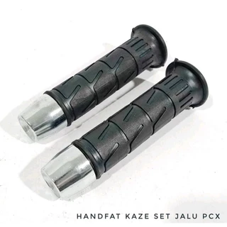 ปลอกแฮนด์ Handfat ฝาครอบแก๊สฮอนด้าเดิม + แฮนด์โครเมียม jalu รุ่น pcx vario beat scoopy genio mio fino ฯลฯ