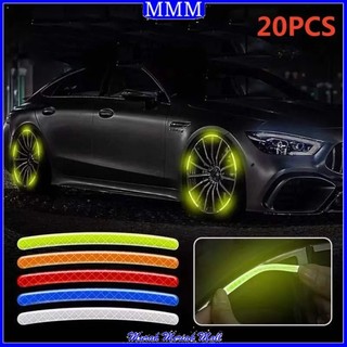 MMM Stiker Strip Reflektif 20 Pcs Untuk Velg Mobil Motor Sepeda Sticker Glow In The Dark 20Pcs Untuk kendaraan Stiker Strip Reflektif Roda Mobil Warna-warni Stiker Tempel  Aksesori Stiker Dekorasi
