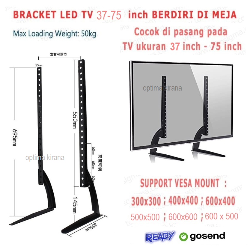 UNIVERSAL LED TV STAND BRACKET 32 40 42 43 49 50 55 60 65 70 72 75 INCH