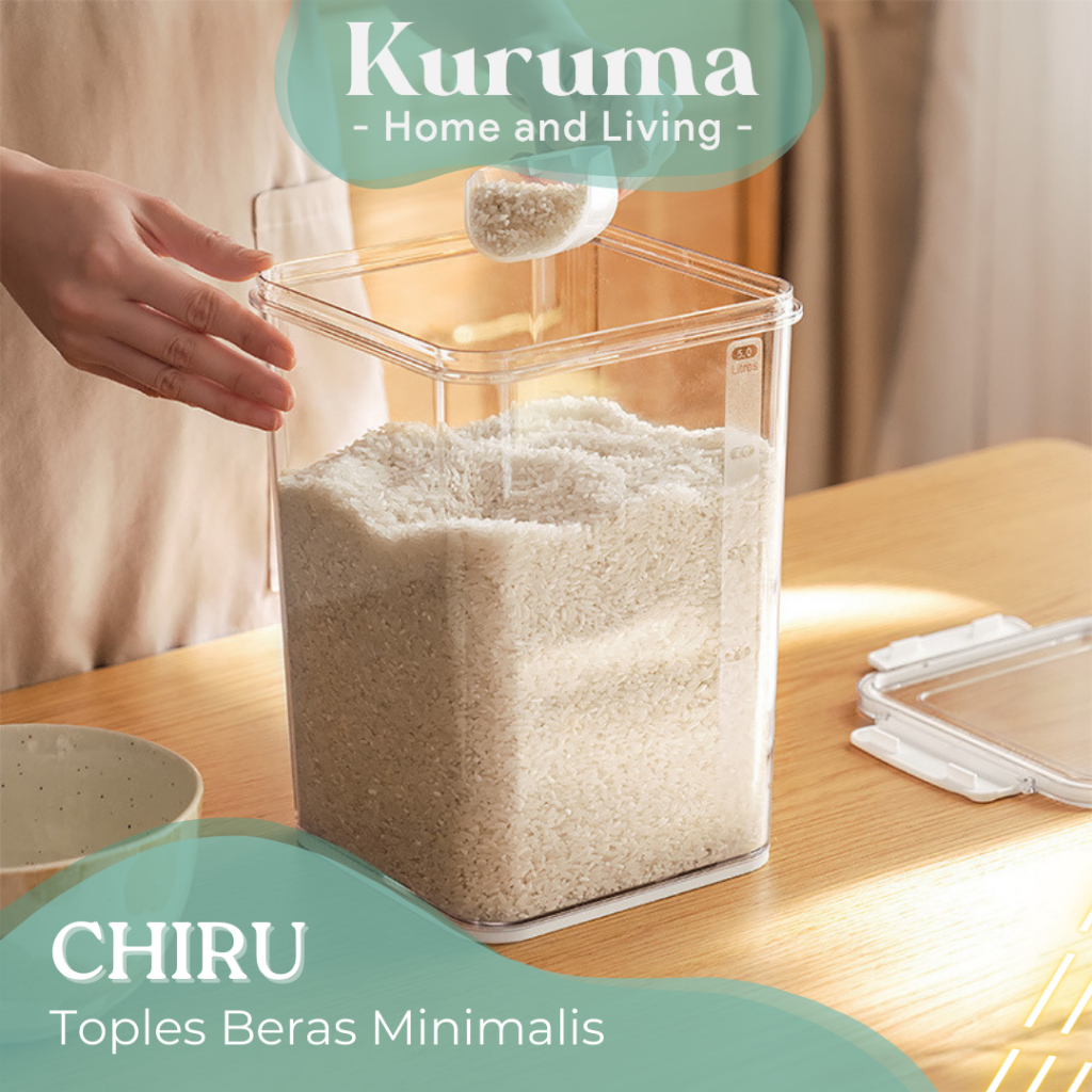 Kuruma CHIRU กระปุกใส่ขนมขบเคี้ยว น้ําตาล ชา กาแฟ เรียบง่าย กล่องเก็บอาหาร ขนมขบเคี้ยว สุนทรียศาสตร์ อเนกประสงค์ มินิมอล ใส ขนมขบเคี้ยว กล่องแน่น