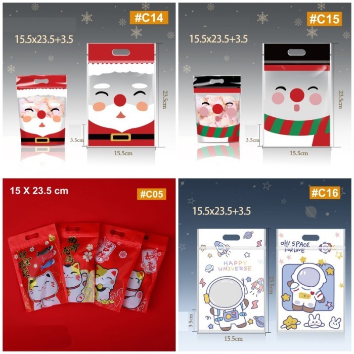 AiGooTan - CHARACTER Plastic POUCH - ถุงบรรจุภัณฑ์พลาสติกน่ารักสําหรับขนมตรุษจีน, คริสต์มาส, CNY, Ca
