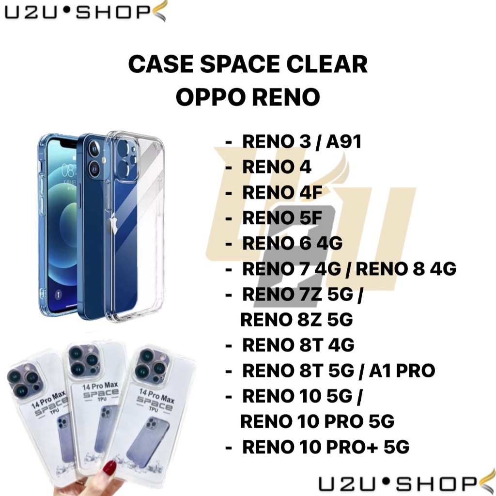 Tpu CASE SPACE SILICON สําหรับ OPPO RENO 3/A91 RENO 4 4F 5F/RENO 6 7 8 4G/RENO 7Z 8Z 5G/RENO 8T 5G A1 PRO/RENO 10 5G 10 PRO 5G 10 PRO +5G