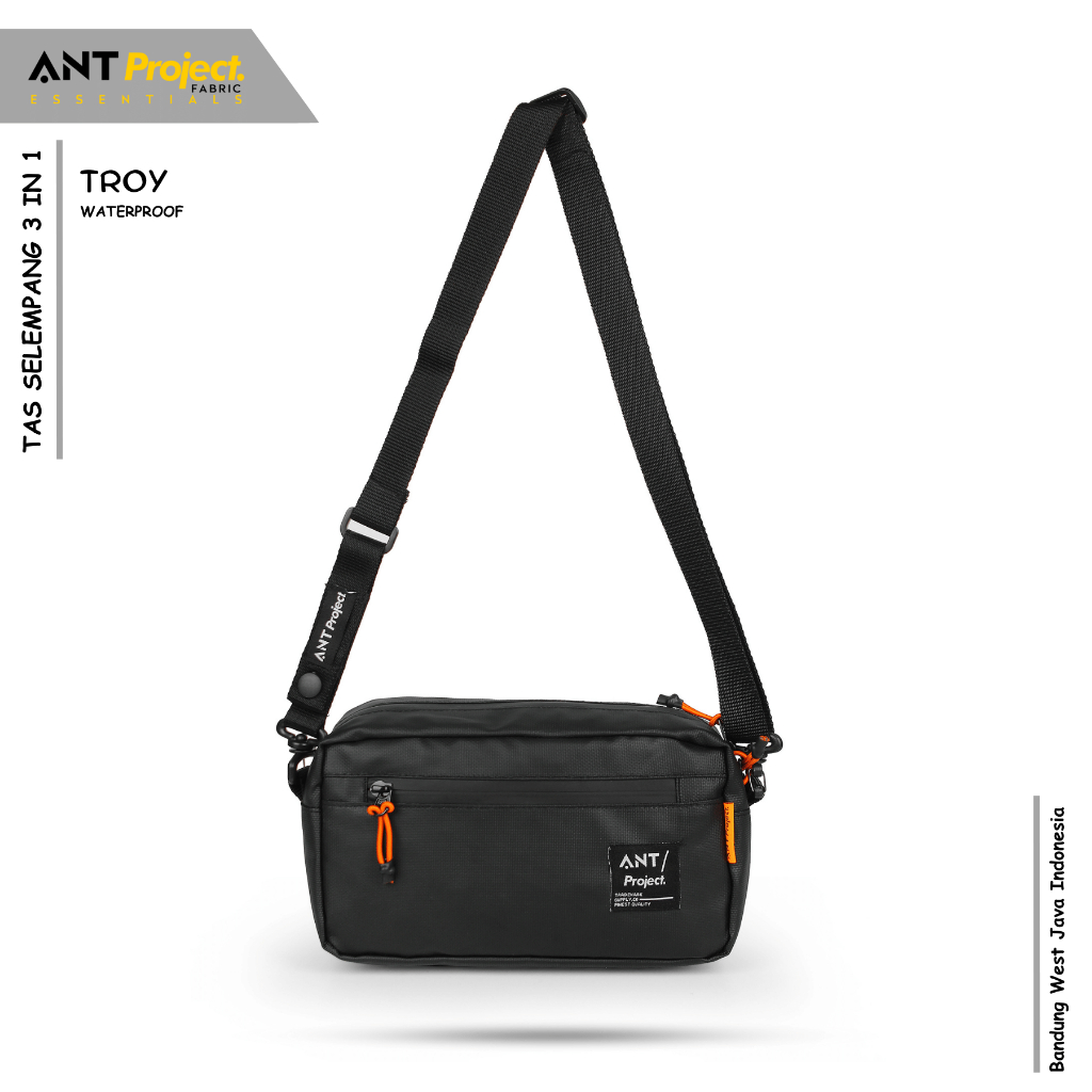 Ant PROJECT - กระเป๋าแฮนด์ TROY Sling 3in - กระเป๋าแฮนด์จักรยานกันน้ําสีดํา
