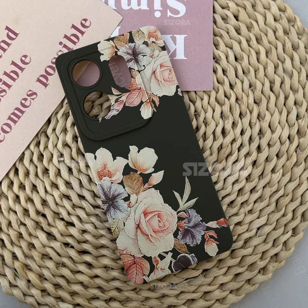 Softcase Pro กล้องสําหรับ Infinix Zero 30 4G ล่าสุด 2024 - BG48 - ซิลิโคนภาพดอกไม้ Hp - Softcase Hp 