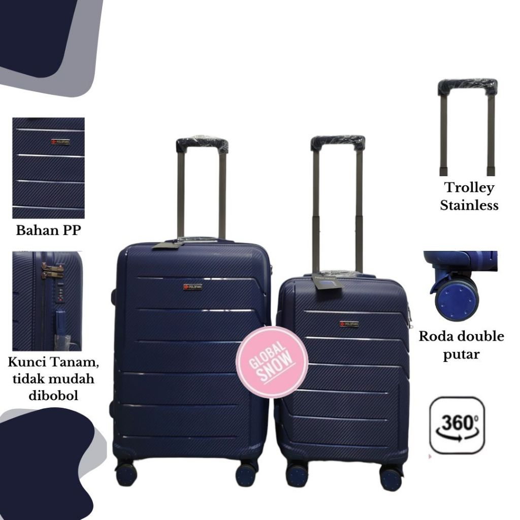 Hardcase PP Global Snow กระเป๋าเดินทาง ขนาด 20 &amp; 24 นิ้ว - 9002 / กระเป๋าเดินทาง &amp; กระเป๋าเดินทางห้องโดยสาร