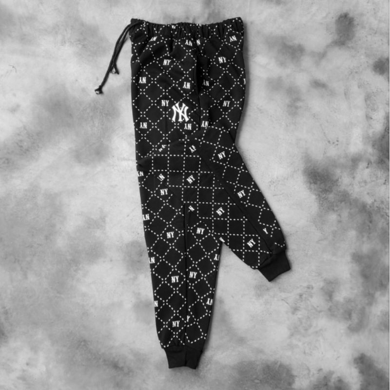 JOGGER PANTS NY FULLPRINT & HOODIE SWETER NY MLB FULL PRINT & GRADATION NY BLACK ของแท้ FULLTAG & LE