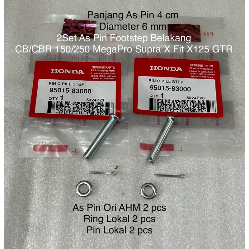 2 ชุดพักเท้าหลังเพลา CB/CBR150/250 Supra X Fit X125 GRD 95015-83000