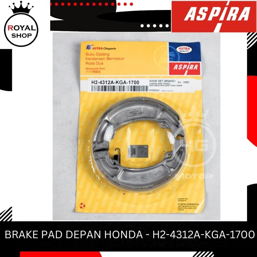 ASPIRA MEGA PRO ใหม่ 150 VERZA H2-4312A-KGA-1700 DRUM ผ้าเบรก