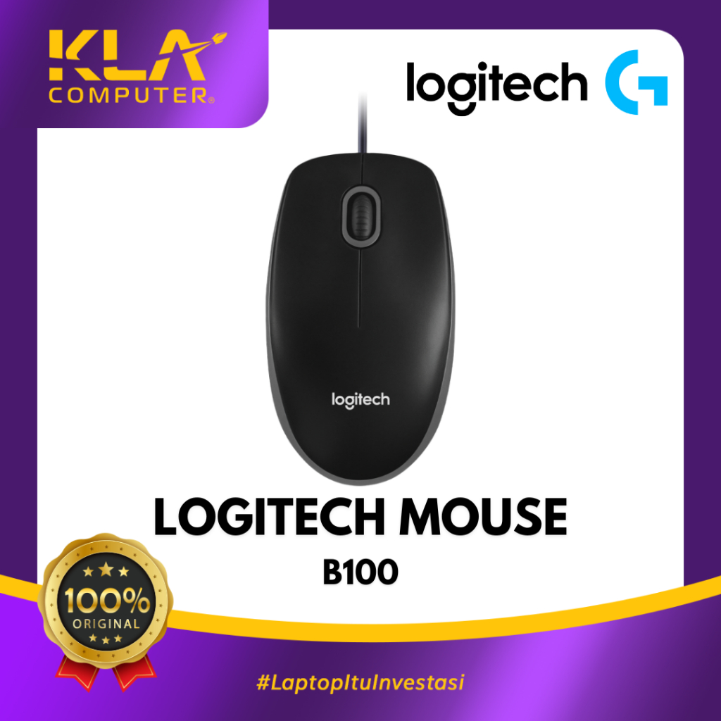 เมาส์ USB Logitech B100 เมาส์แบบมีสายสีดําติดทนนาน - รับประกัน Logitech อย่างเป็นทางการ