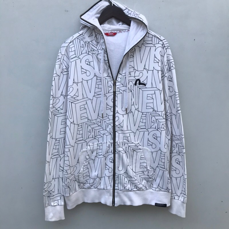 เสื้อแจ็คเก็ตซิปเต็ม by Evisu All Over Print Jacket สีขาว XL