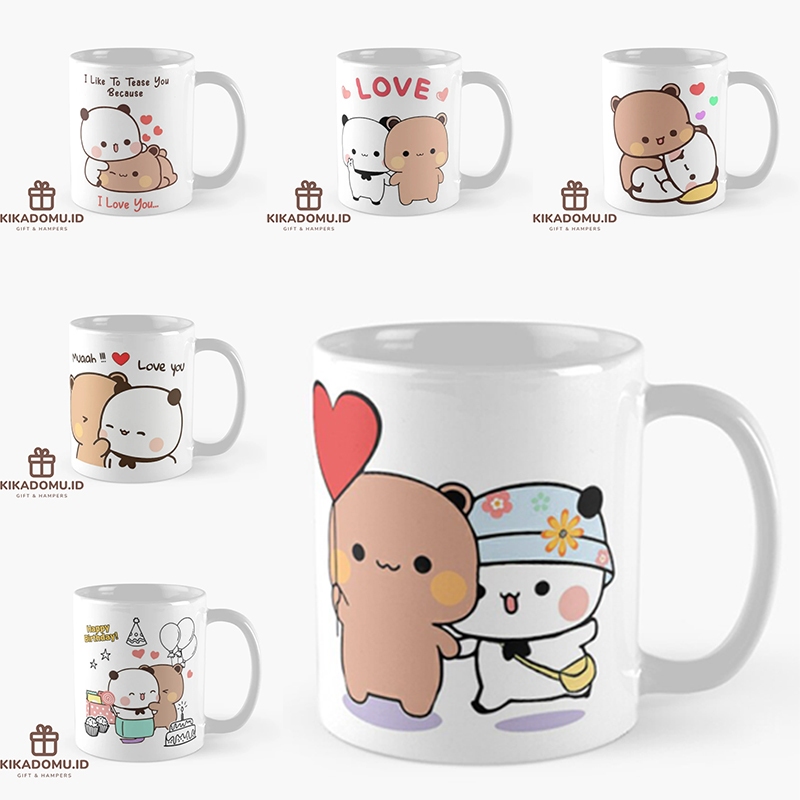 Bubu Dudu Hug Day แก้วกาแฟเซรามิกหมีน่ารักและแพนด้า