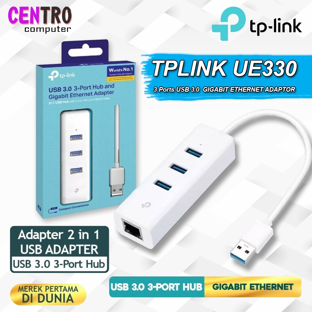 TPLINK UE330 GIGABIT ETHERNET ADAPTER & 3Port USB HUB3.0/TP-LINK UE330