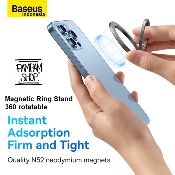 Baseus Halo Magnetic MagSafe ขาตั้งแหวนโลหะหมุนได้ 360 องศา Iring แบบพับได้ Single Original Ori I Ri