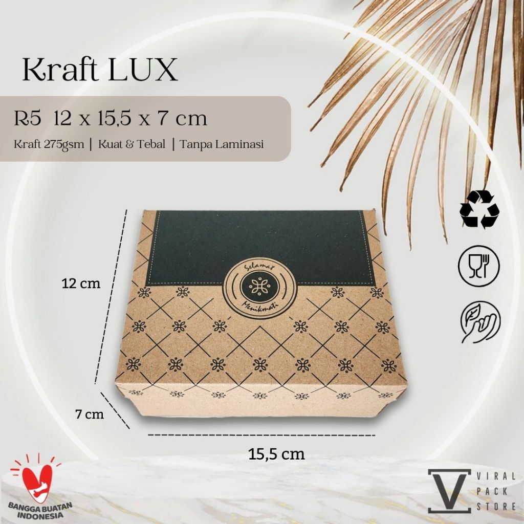 R5 Kraft LUX 12x16 กล่องเค้กช็อคโกแลต กล่องขนม กล่องขนมปัง กล่องขนม 16x12