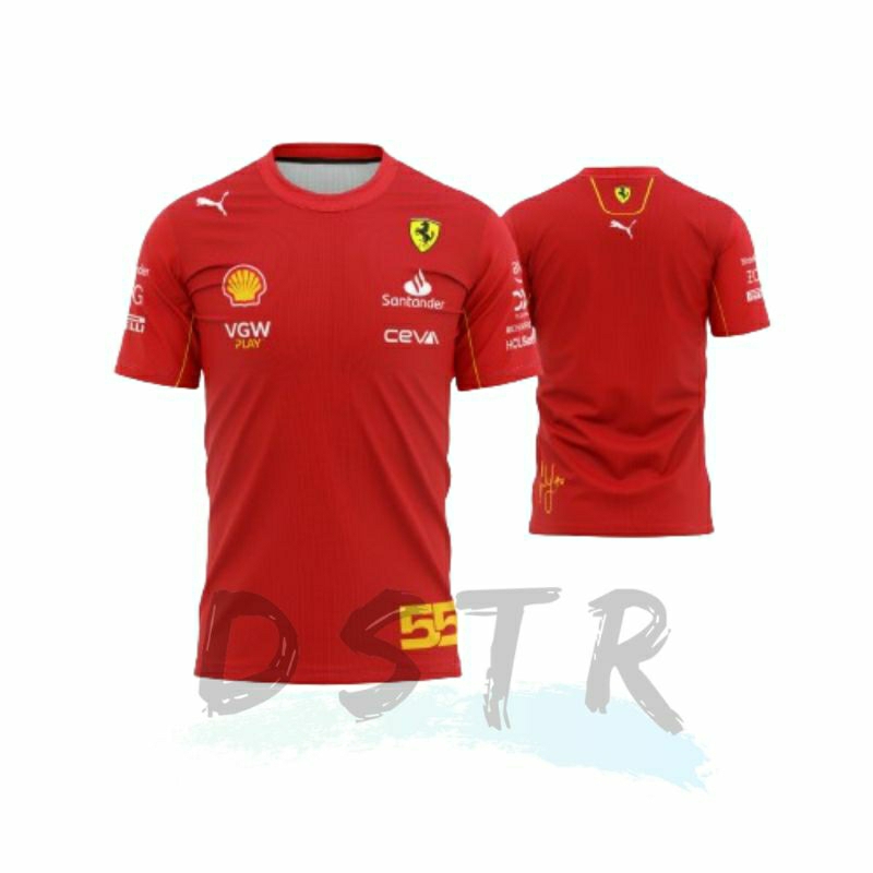 เสื้อยืด พิมพ์ลาย MERAH F1 2024 Formula One Team Ferrari Carlos Sainz สีแดง