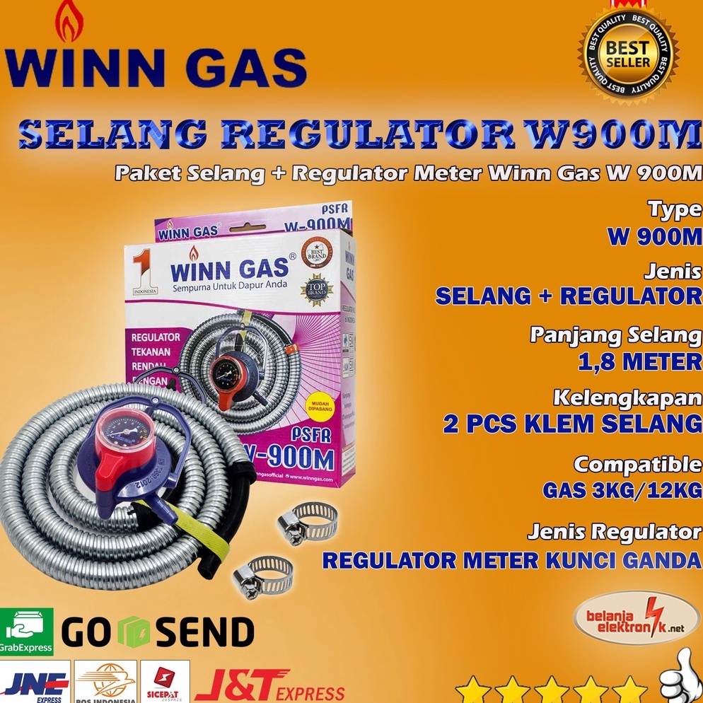 สินค้าที่เลือก WIN GAS W9 METER DOUBLE LOCK LOWER PRESSURE HOSE PACKAGE