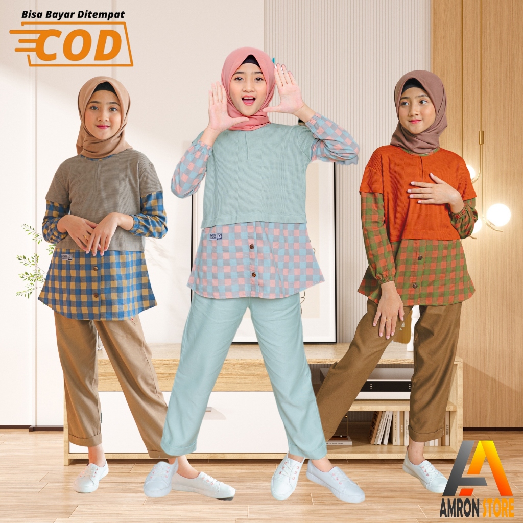 ชุดเดรสมุสลิมเหมาะกับเด็กผู้หญิงอายุ 5 6 7 8 9 10 11 12 ปีรุ่นล่าสุด Sabina One set