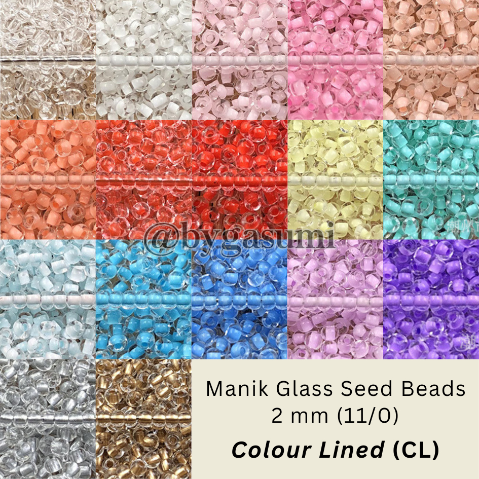 (CL2) 10 & 50 กรัมพรีเมี่ยมลูกปัดขนาด 2 มม. 11/0 สีเรียงราย Glass Seed ลูกปัดสีใสรอบทรายขนาดเล็กที่ม