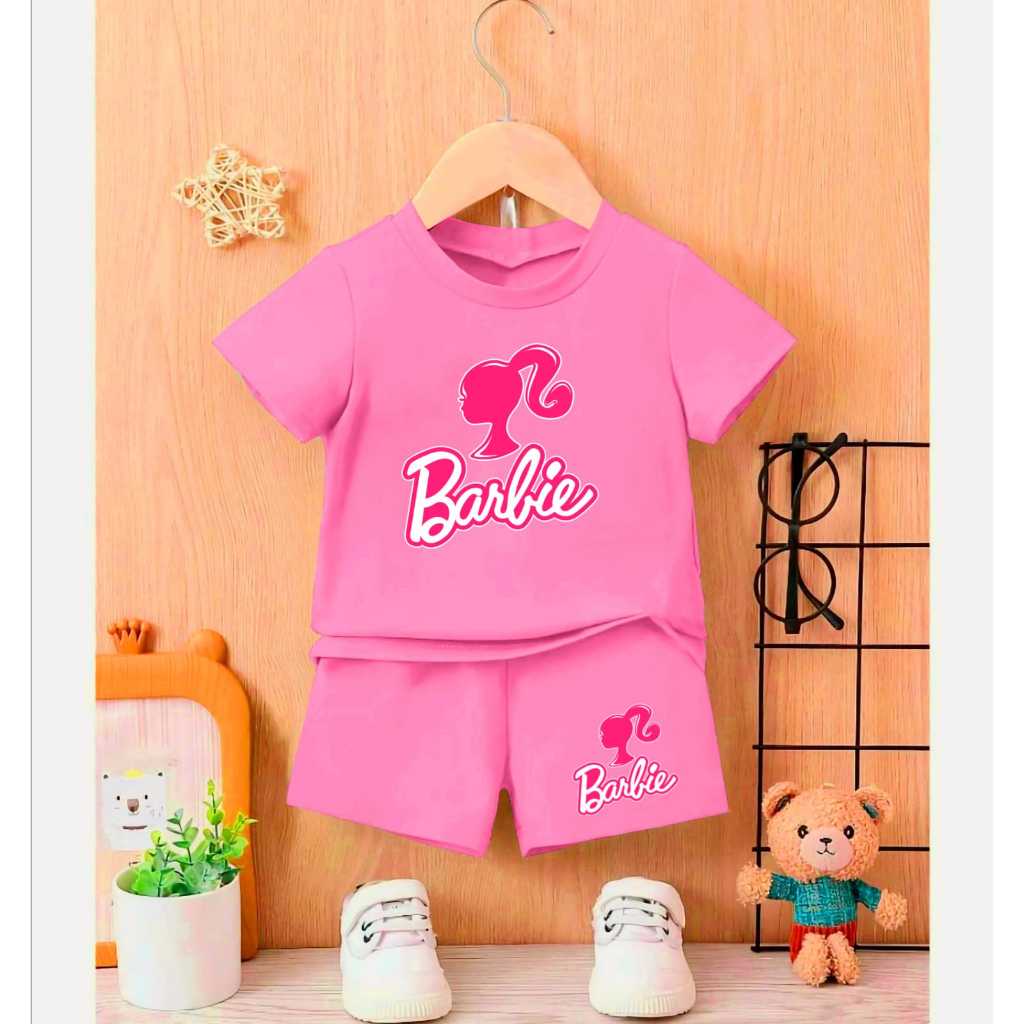 ชุดเสื ้ อยืดเด ็ กผู ้ หญิง Barbie Motif สําหรับเด ็ กอายุ 1-8 ปี