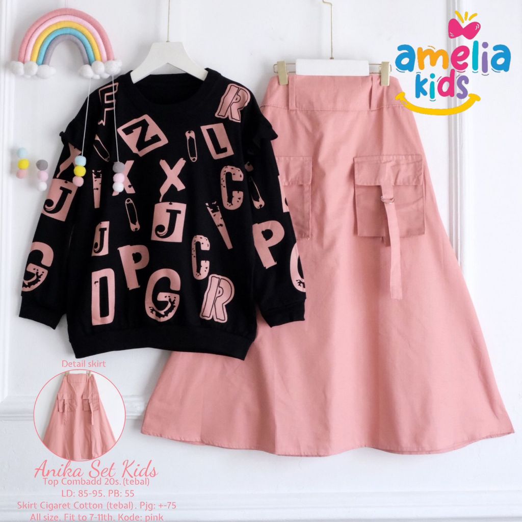 [ Ready AMELIA KIDS EXCLUSIVE] ANIKA SET SKIRT SET / ชุดกีวี่เด็ก TEEN TEENAGE SET TEENAGE TOP SET เ