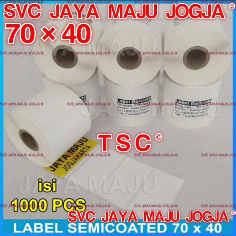 [ TSC ] 70 X 40 - 1 LINE SEMICATED - FACE IN - CONTENTTS 1,000 ชิ้น || แกนกลาง 1" || THERMALT TRANSF