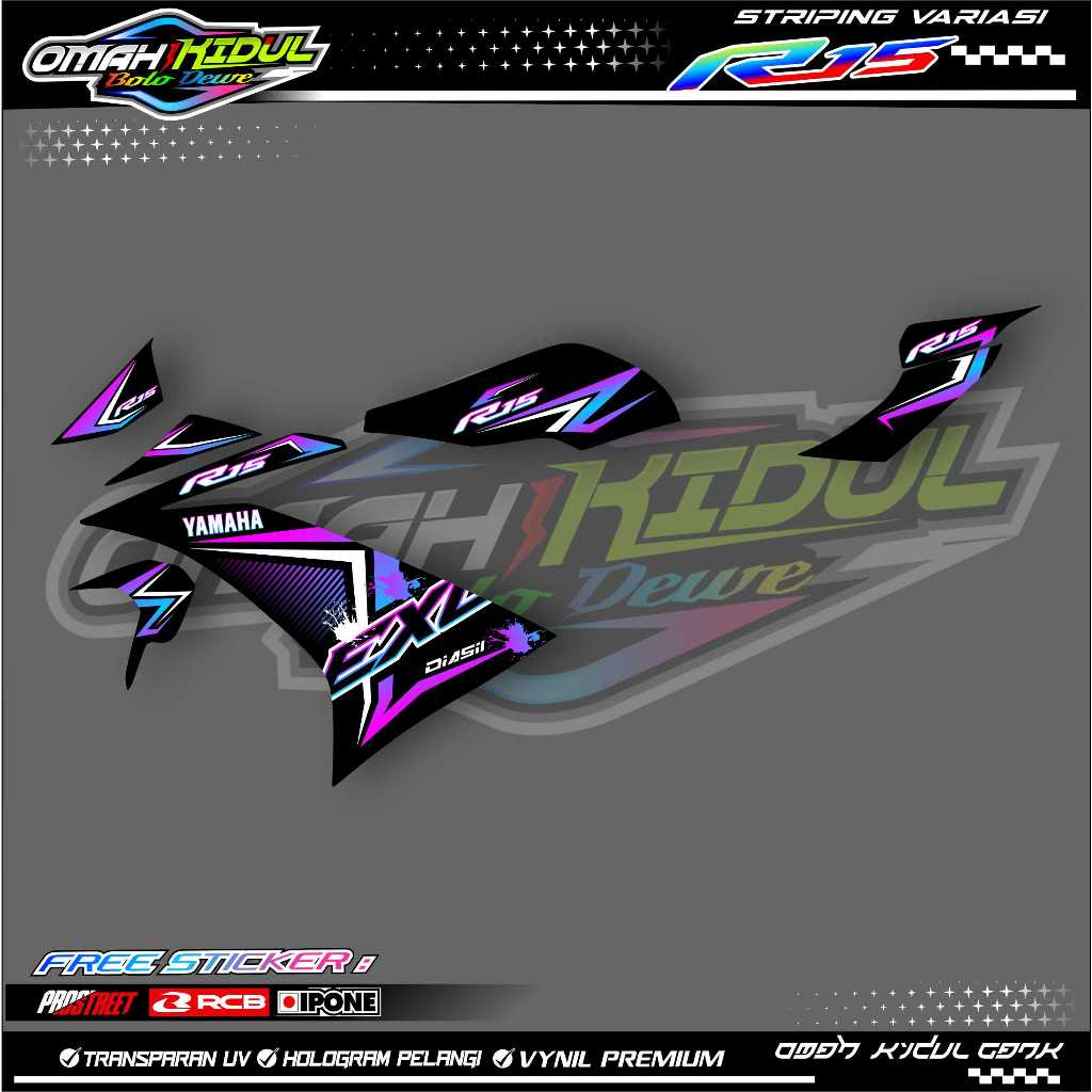 YAMAHA R15 MOTORCYCLE VARIATION STRIPING / YAMAHA R15 MOTORCYCLE LIST STICKER