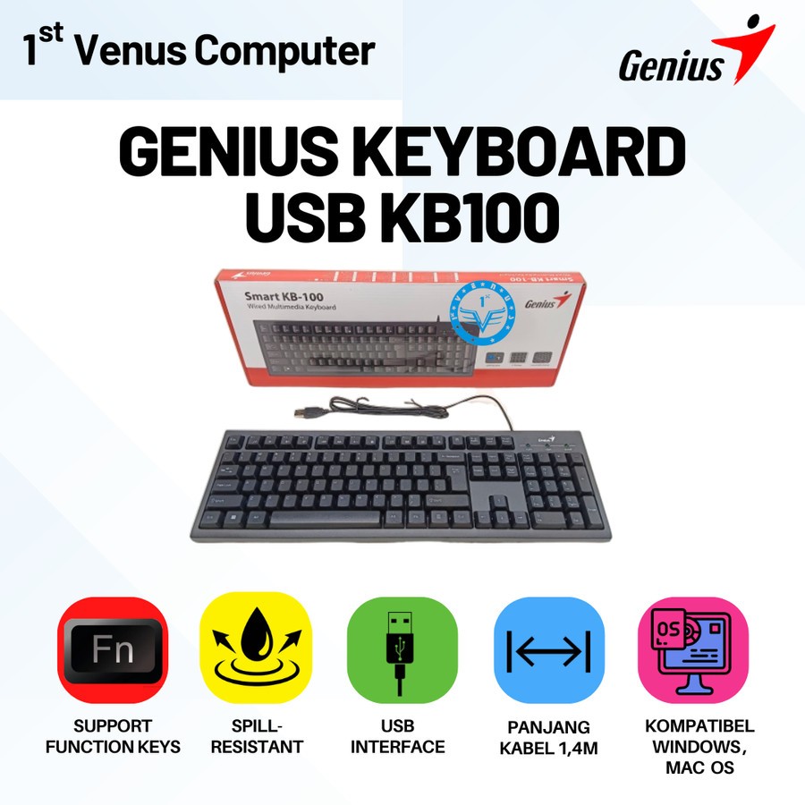 Genius Keyboard KB 100 USB Smart Keyboard Genius KB100 / KEY01-GEN