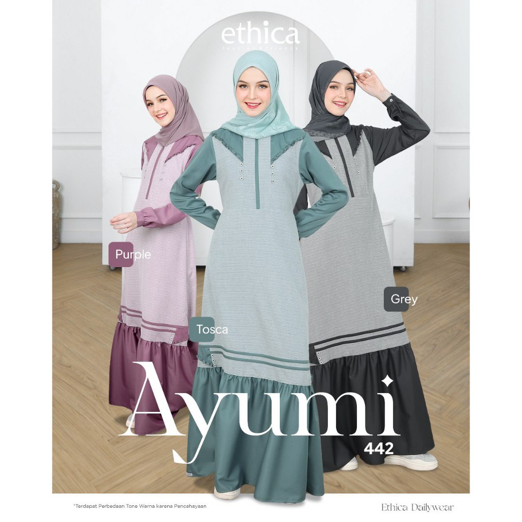 Ethica Ayumi 442 Gamis Daily/Ayumi 442 Tosca/Ayumi 442 สีม่วง/Ayumi 442 สีเทา