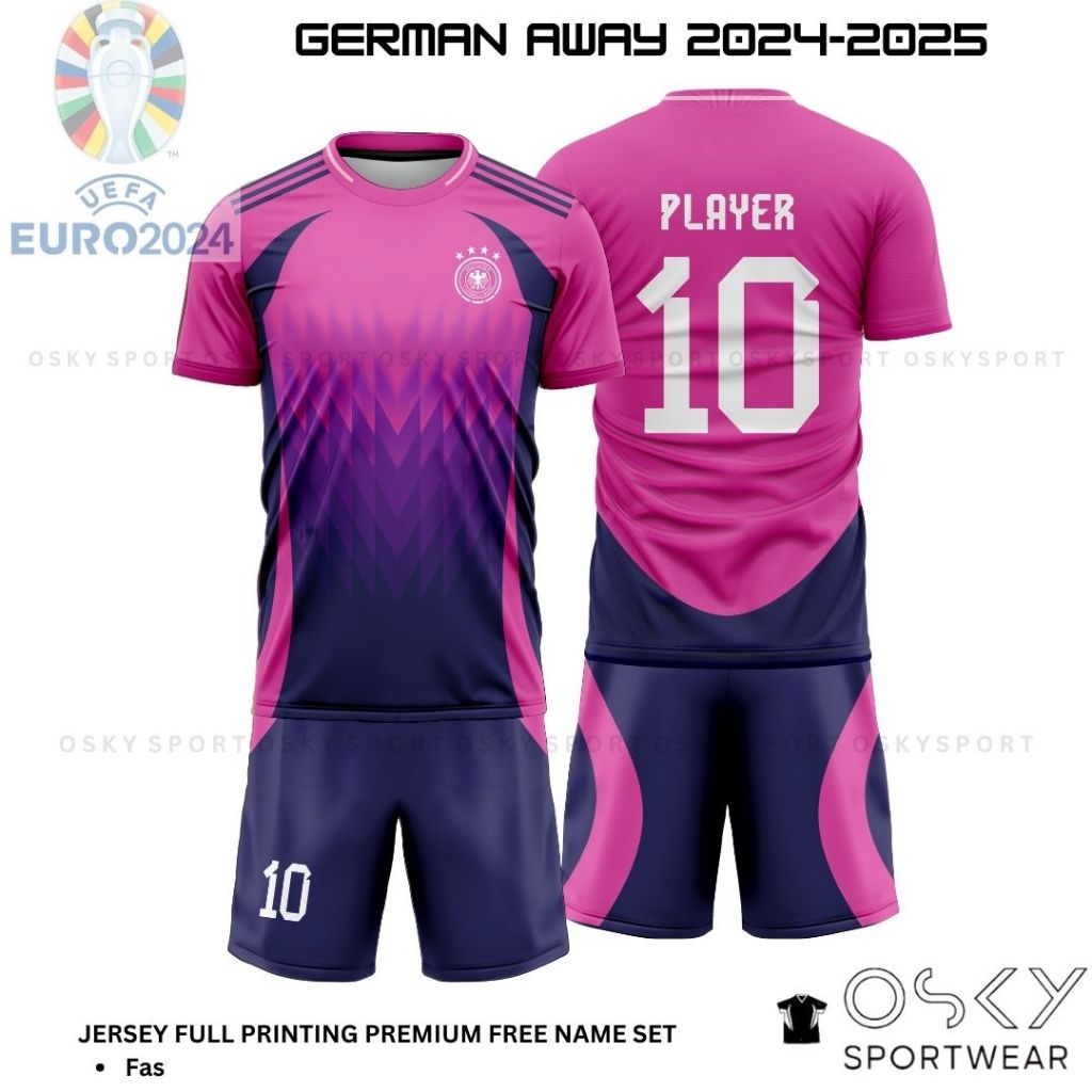 เสื้อกีฬาฟุตบอลเยอรมนี AWAY GERMANY EURO League 2024-2025 ฟรีชื่อสุดท้าย