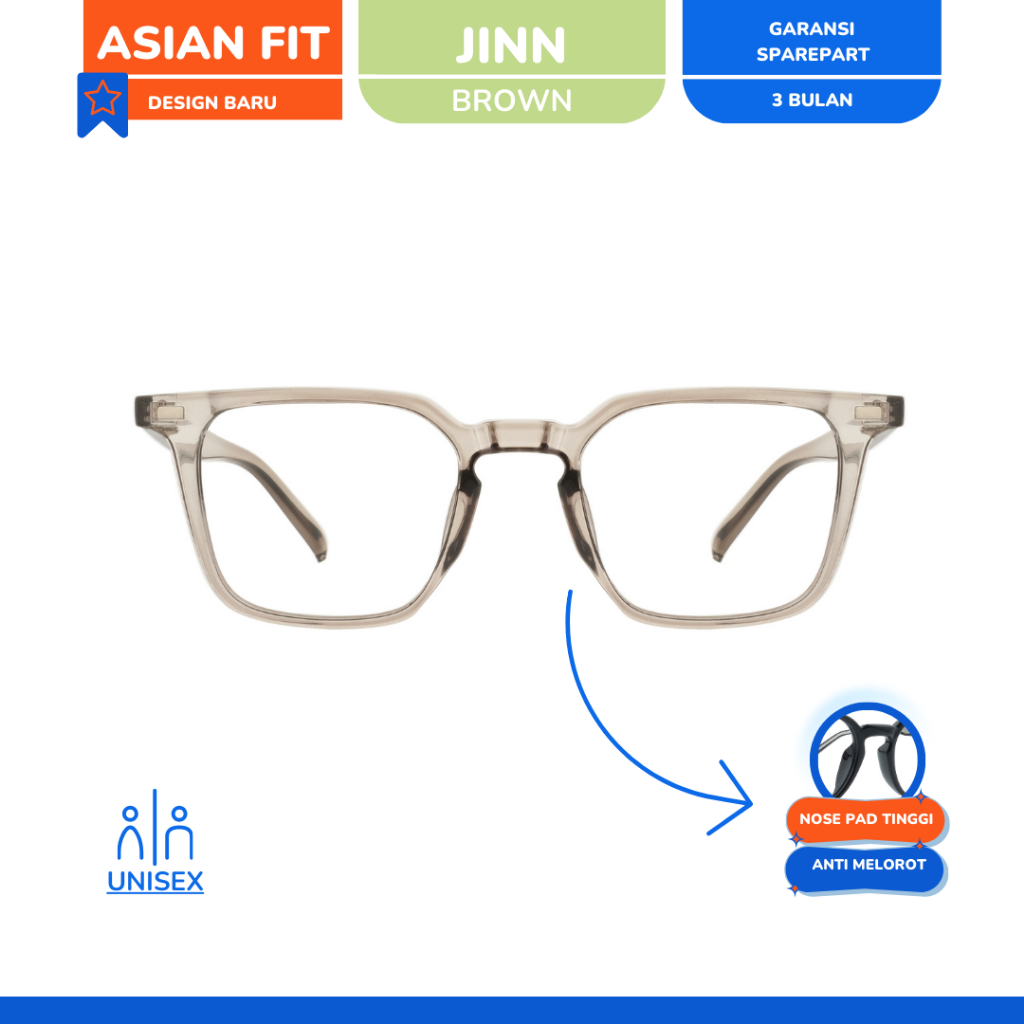 Zonakacamata - Asian Fit Jinn Brown - กรอบแว่นตา - ชาย/หญิง - ลบ/กระบอก/พลัส