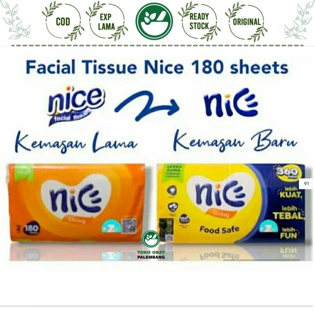 NICE TISSUE 360 PLY 180 แผ่น 2PLY FACIAL TISSUE SOFT FACIAL TISSUE NICE LIVING FACIAL TISSUE