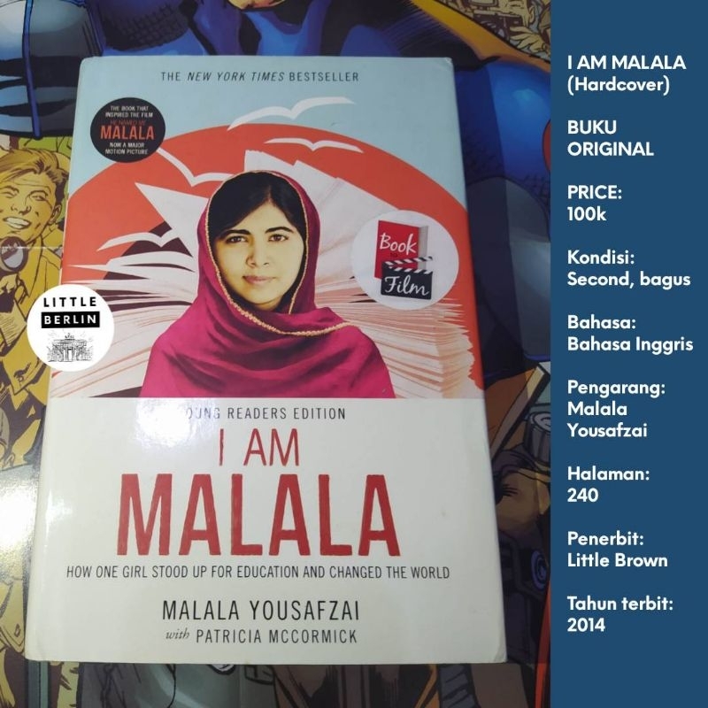 หนังสือ MALALA Yousafzei I AM MALALA ปกแข็ง ภาษาอังกฤษ สีน้ําตาล นําเข้า สําหรับผู้ชนะรางวัลโนเบล