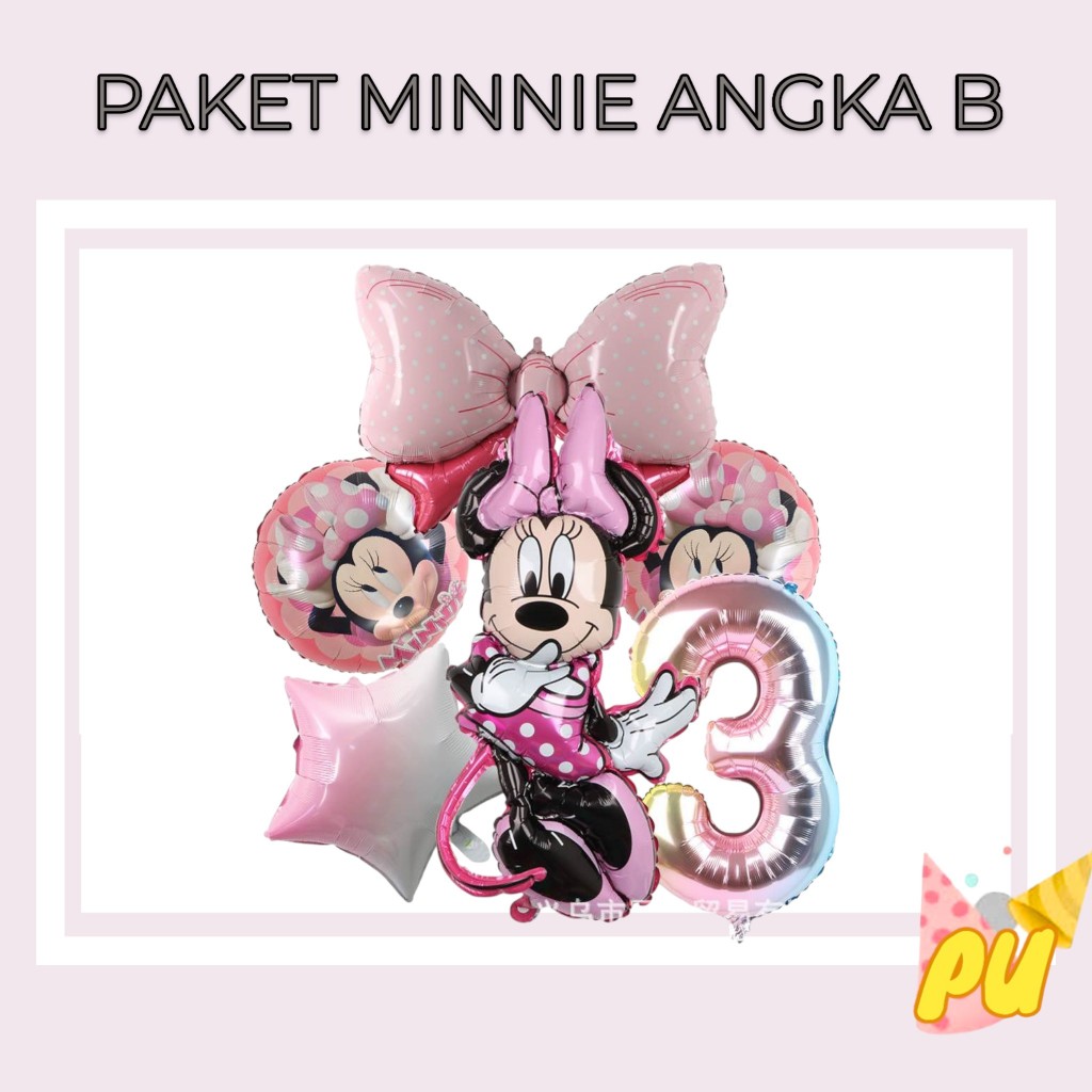 MINNIE MOUSE แพ็คเกจลูกโป่ง Number B / ของตกแต่งวันเกิด Minnie Mickey Mouse