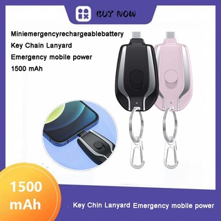 Mini Power Bank Keychain Powerbanks Portable Mini Power Bank 1500Mah Keychain Emergency Wireless For Iphone Type-c