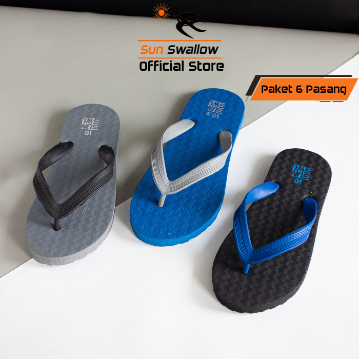 รองเท้าแตะยางผู้ชาย Sun Swallow 6 คู่ รองเท้าแตะ Milan Series