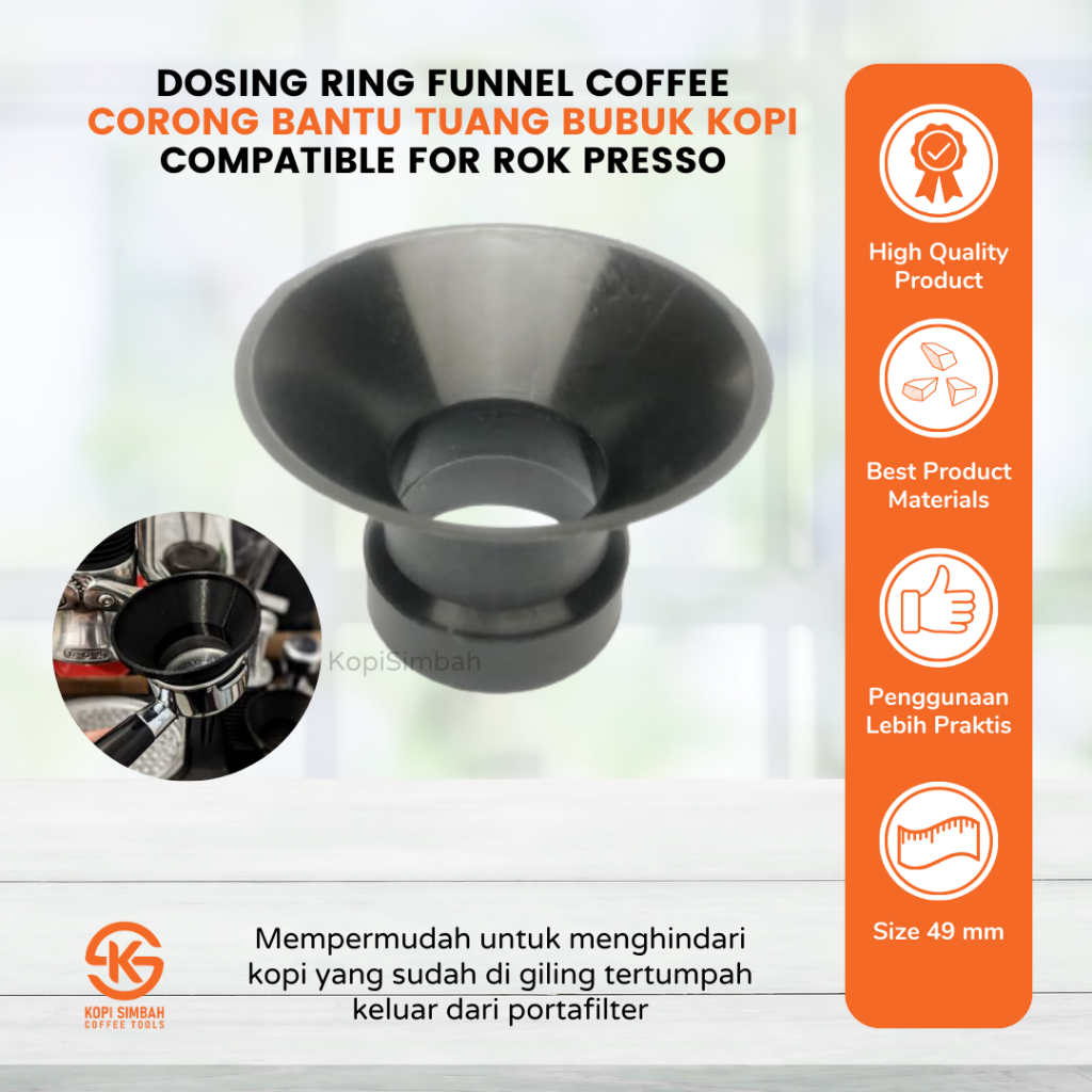 Dosing Ring Coffee Funnel 49 mm Rok Presso Funnel Pour Coffee Powder Espresso Portafilter Rokpresso