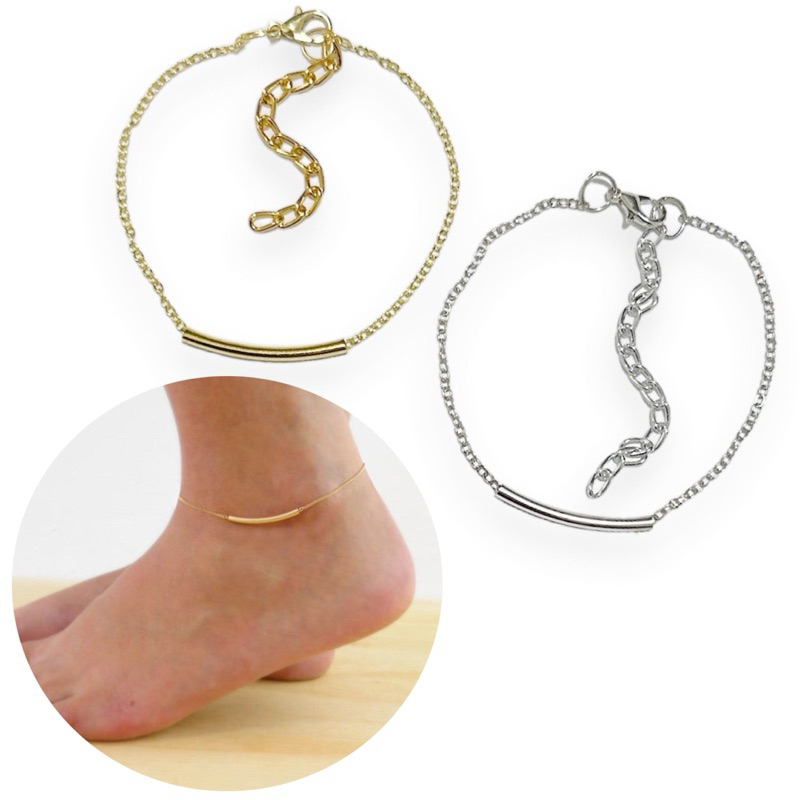 Benjamin Metal U Tube Anklets Beach Summer Alloy Anklets Vintage Chain Plate