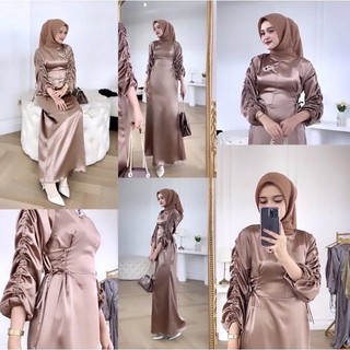 AURORA DRESS SATIN SERUT LUXURY BRIDESMAID Gamis pesta kondangan terbaru  Dress Wanita  Baju wanita