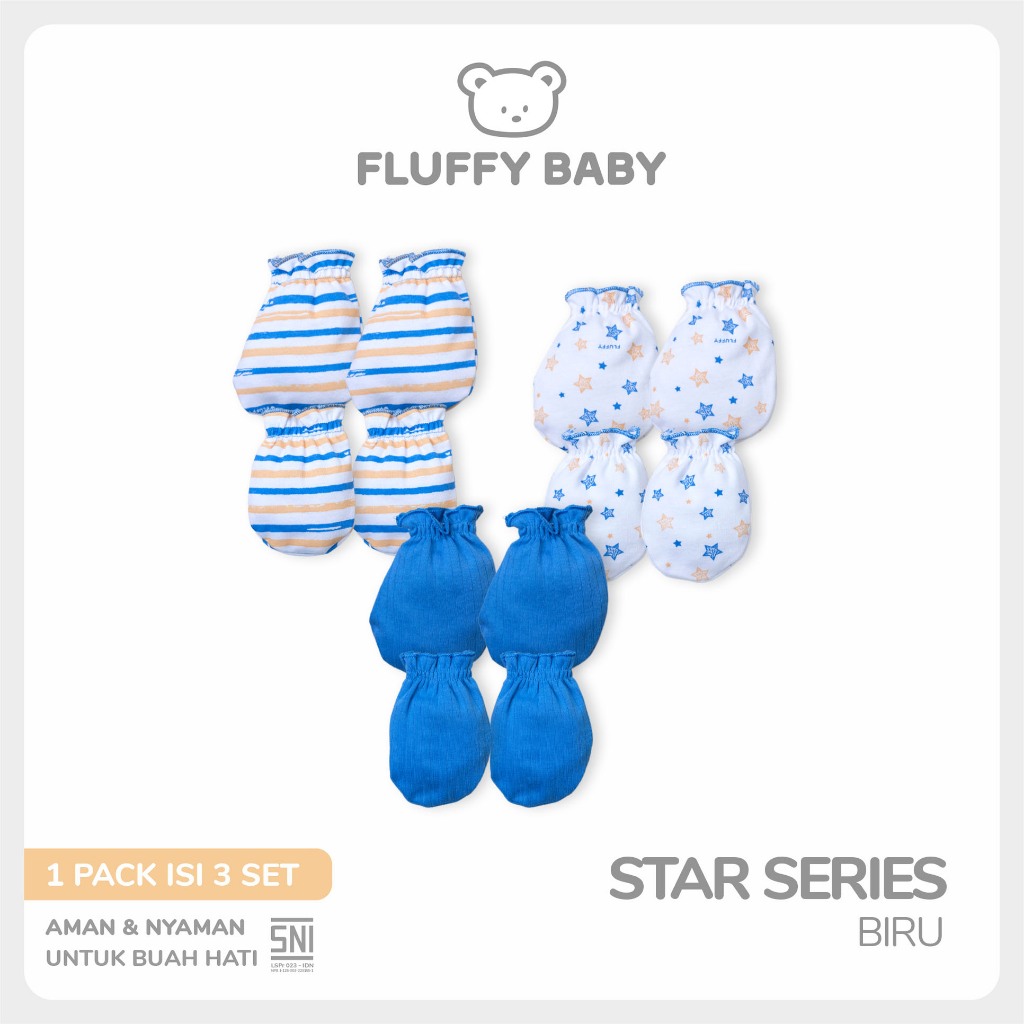 ถุงมือและเท้า Fluffy STAR (3 คู่) STK SRB NEWBORN