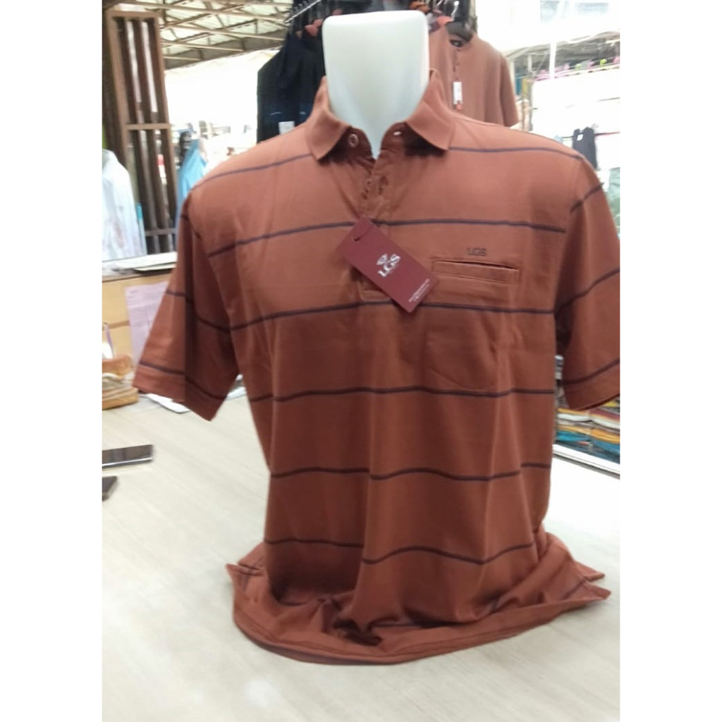 MERAH LGS เสื้อคอปกปกติสีแดงอิฐ