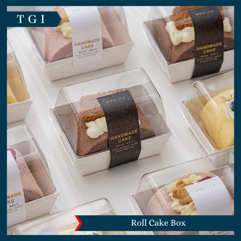 TGI - PLAIN WHITE ROLL CAKE BOX SIMPLE ROLL CAKE BOX TRANSPAENT MICA AESTHETIC