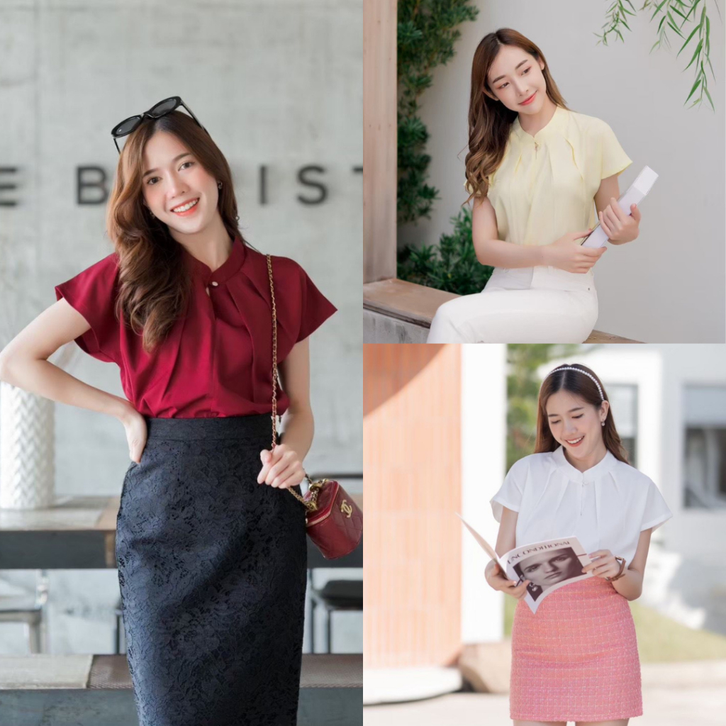 L154 เสื้อเชิ้ตผ้าซาตินผู้หญิง (L154 02)