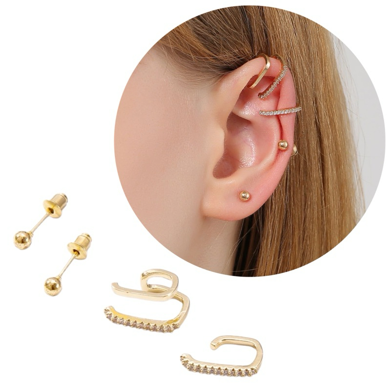 Set (4 ชิ้น) Ezra Alloy Earcuff Clip ต่างหูแฟชั่นเกาหลี รับ 4 ต่างหู