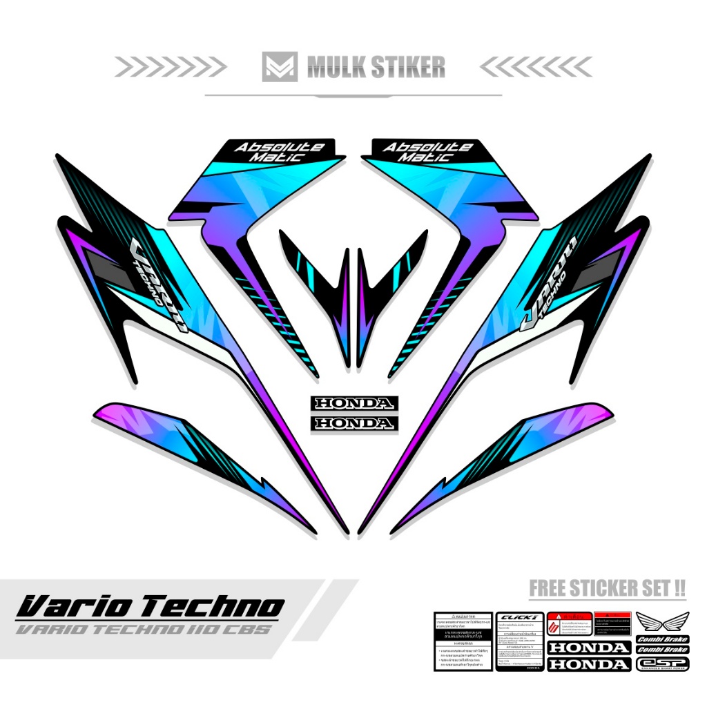 Striping VARIO TECHNO 110 CBS MOTIF 23 / VARIO KARBU 110 / CLICK 110 / OLD VARIO 110 / CLICK 110 I STICKERS / CARBU / สติ๊กเกอร์ / STIPING / STOCK DECAL / LIST / SIMPLE / UNIQUE / Variations / MULKSTIKER