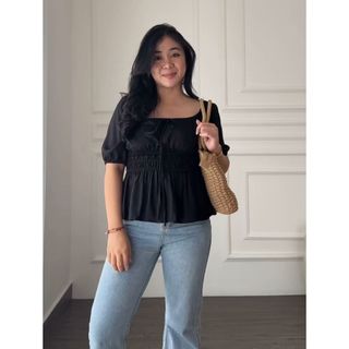 NOE blouse wanita, atasan wanita bigsize, baju wanita sabrina crop ld 95-135